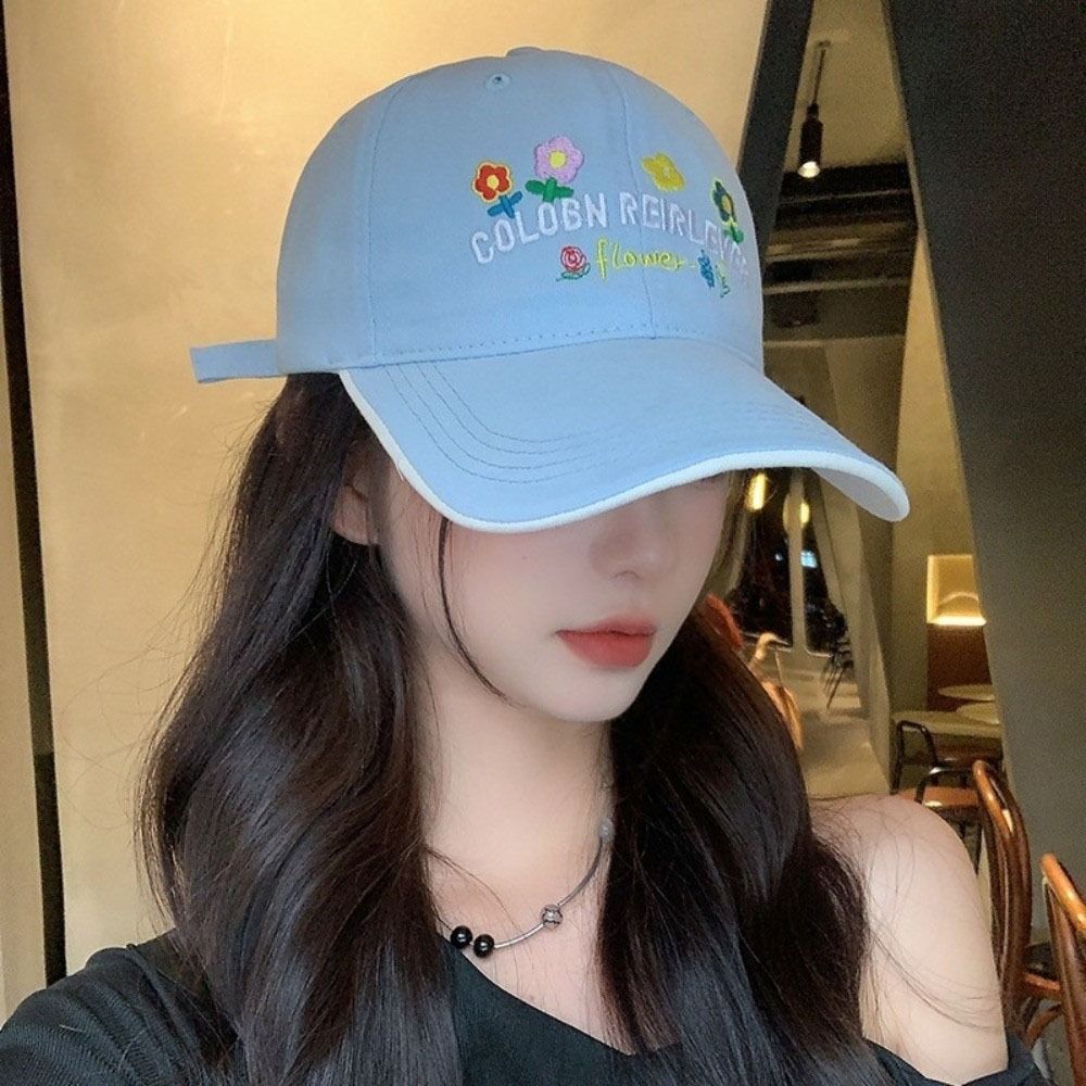Korean-Style Flower Baseball Cap Candy Color Peaked Cap Adjustable Sun Hat Men