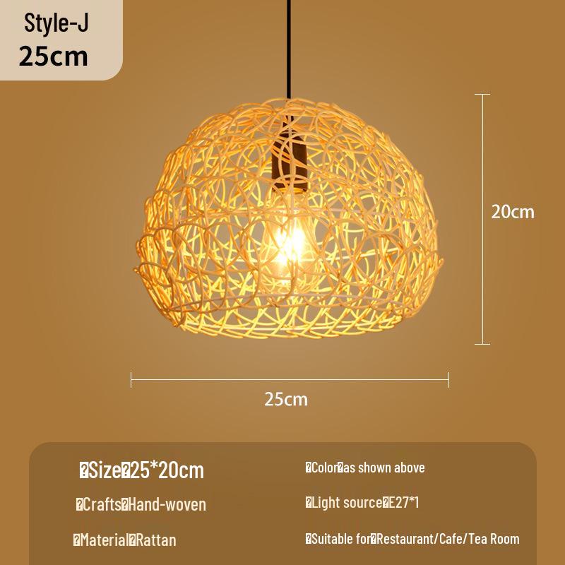 Bamboo Woven Lantern Light for Chinese Restaurant or Teahouse - Rattan Straw Hat Pendant Light