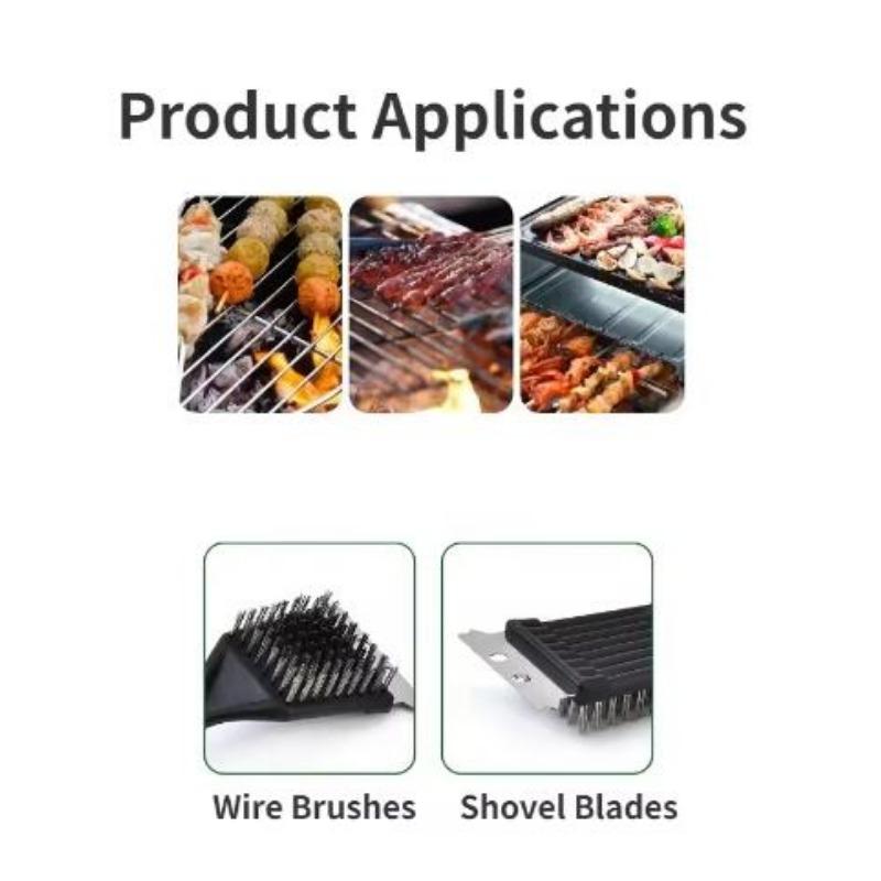2 Pezzi Spazzole Non-stick per Griglia Barbecue BBQ con Setole in Filo di Acciaio Inossidabile e Manico Strumenti Durevoli per Cottura BBQ