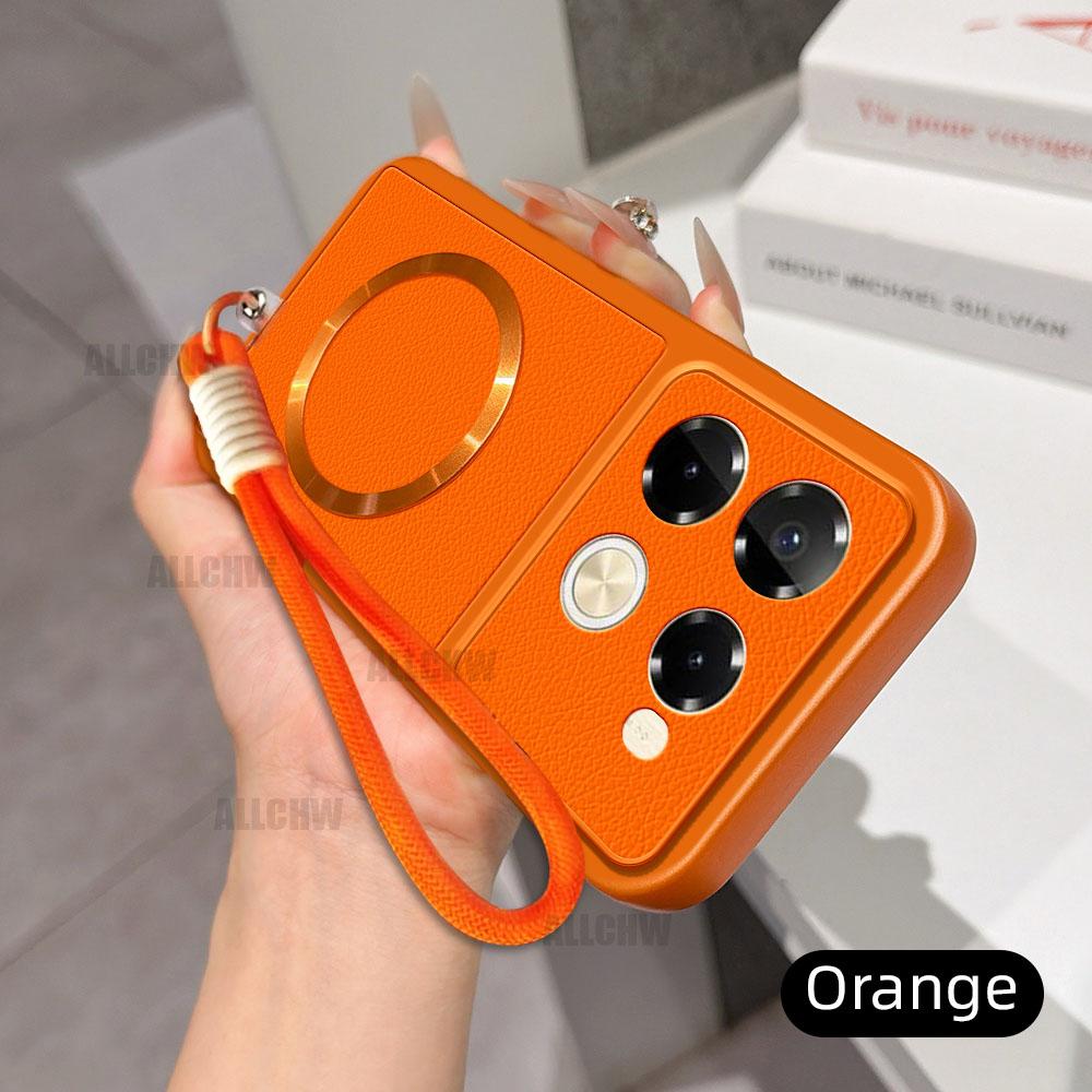 For Infinix Note 40 Pro 4G For Magsafe Wireless Charging Case For Infinix Note 40 Pro 4G With Chain PU Lambskin Cover