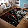Silver Dragon with Red Rose Design Non-slip Rug Suitable for Living Room and Bedroom Sofas