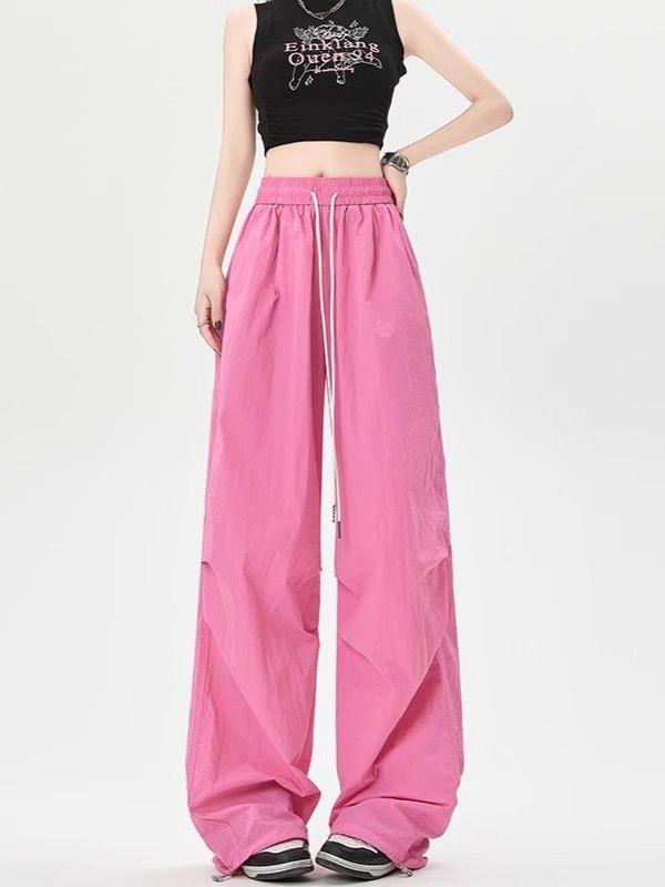 Damen Cargo-Hose im amerikanischen Stil, rosarot, schnelltrocknend, weites Bein für den Sommer