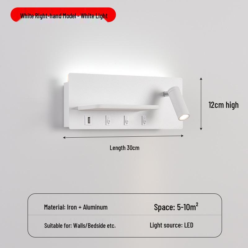 USB Wall Lamp: Modern LED Bedside Reading Light for Living Room, Guest Room, or Hotel
