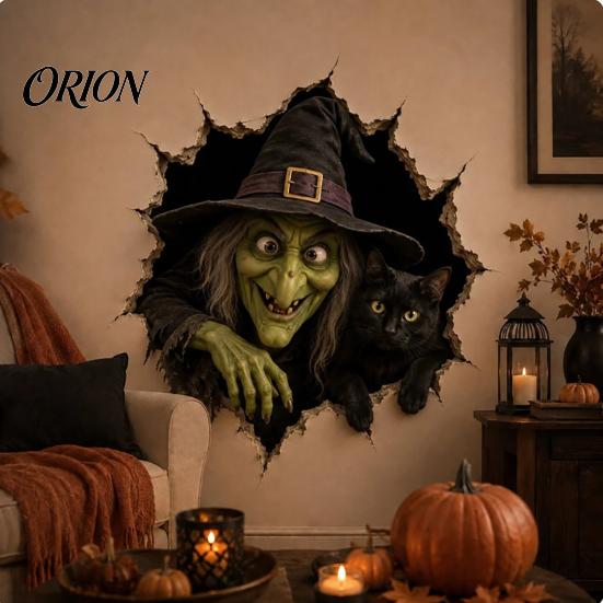 Holiday Vibe Wall Enhancements Halloween Break-in 3D Decals, Illusion Effect Spooky Breaking Through Decorative Decals for Dormitory Sticker,