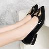 New low-heeled single shoes flat thick-heeled spring fashion pointed-toed short-heeled women's shoes professional leisure work leather shoes