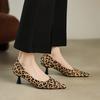Fashion Women's New Style Horsehair Pointed Leopard Print High Heels In Large Size, Comfortable and Breathable Single Shoes, Work Shoes