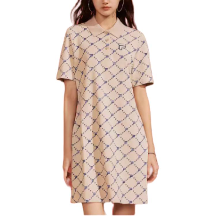 FILA Fusion Fashion Comfortable Sports Casual Polo Dress Women dresses Feather-Gray T11W423306FGY