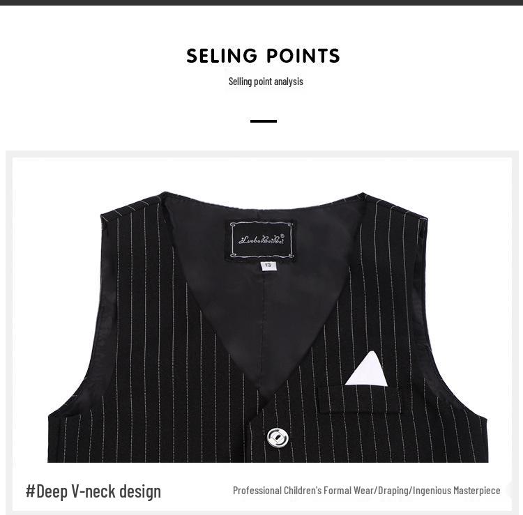 2024 Boys' Striped Blazer Vest Set - Korean Style Trend for Spring & Autumn
