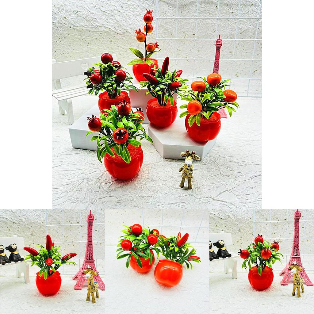 Fake Potted Fruit Bonsai With Plastic Material For Home Decor And Tabletop Display