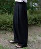 SIGNATURE Single-Pleat Wide Slacks [Black]