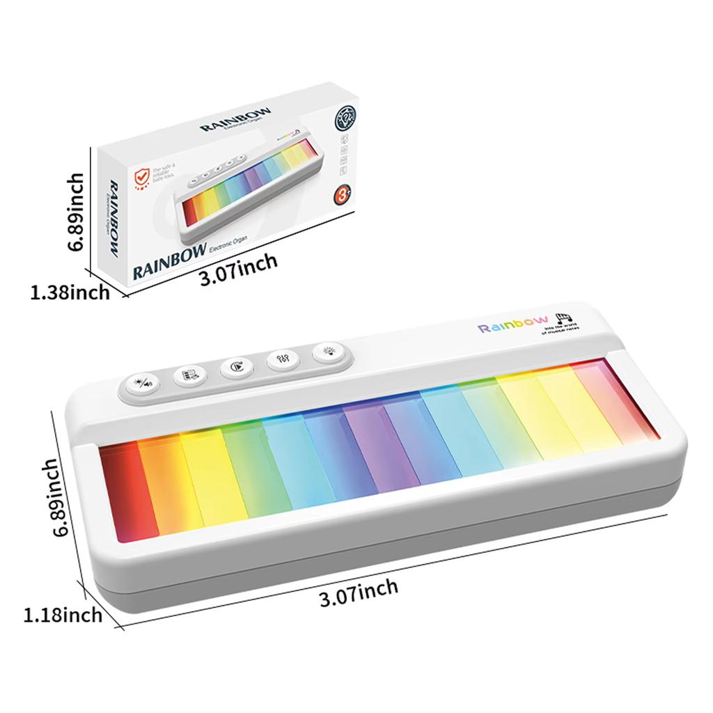 Rainbow Flashing Piano Toys with 5 Instruments 13 Melody Electronic Music Toys Portable Keyboard Toys Educational Toys for Kids
