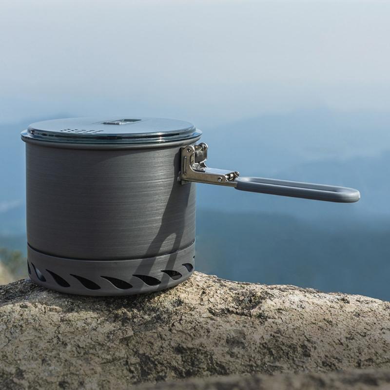 Portable Compacts Backpacking Cookware Windproof Outdoor Cooking Pot with Folding Handle For Outdoor Cooking Efficiency