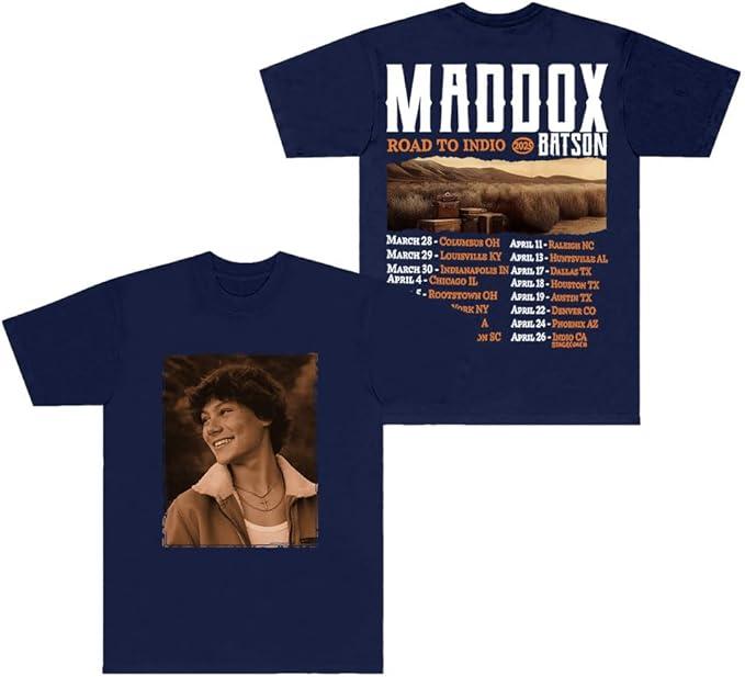 Maddox Batson Tshirt Road to Indio Tour Tee Merch Women Unisex Short Sleeve Crewneck TShirt Streetwear Clothes S
