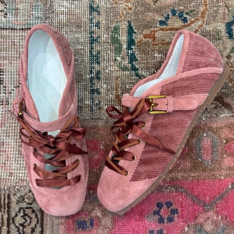 Fashion Brand Lace-up Ballet Flats Women Shoes Shallow Comfort Sporty Casual Shoes Female Buckle Fashion Designer Shoes Zapatos De Mujer