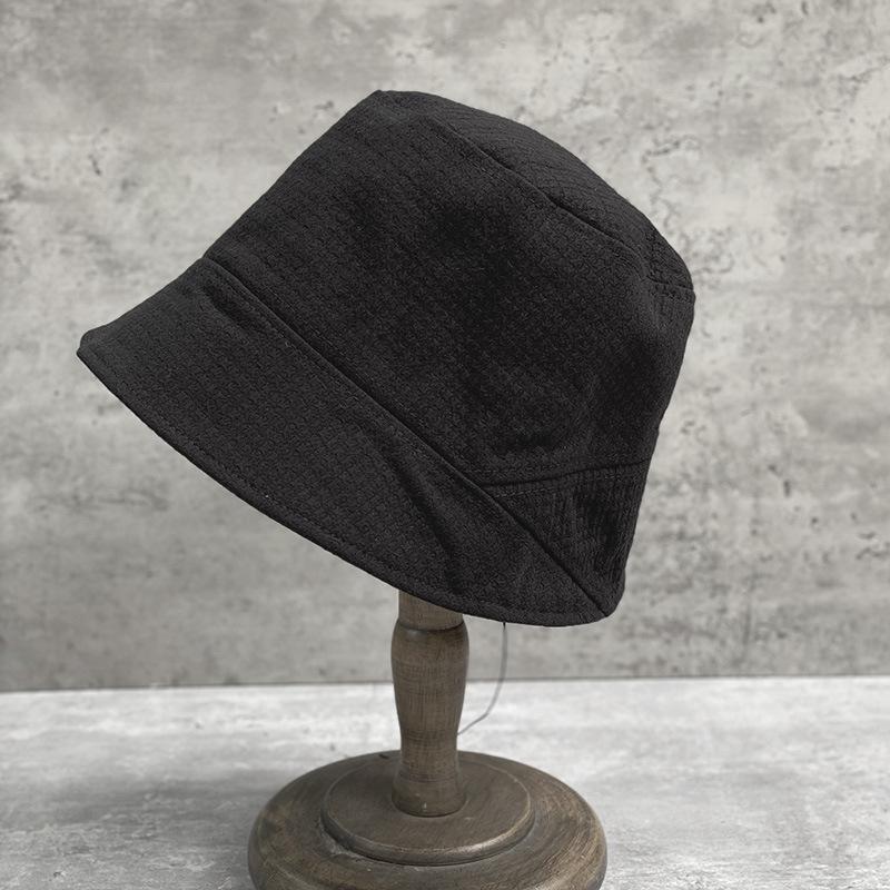 Japanese Simple Daily Versatile Bubble Plaid Pattern Front Big Rear Small Edge Foldable Bucket Hat Women'S Basin Hat