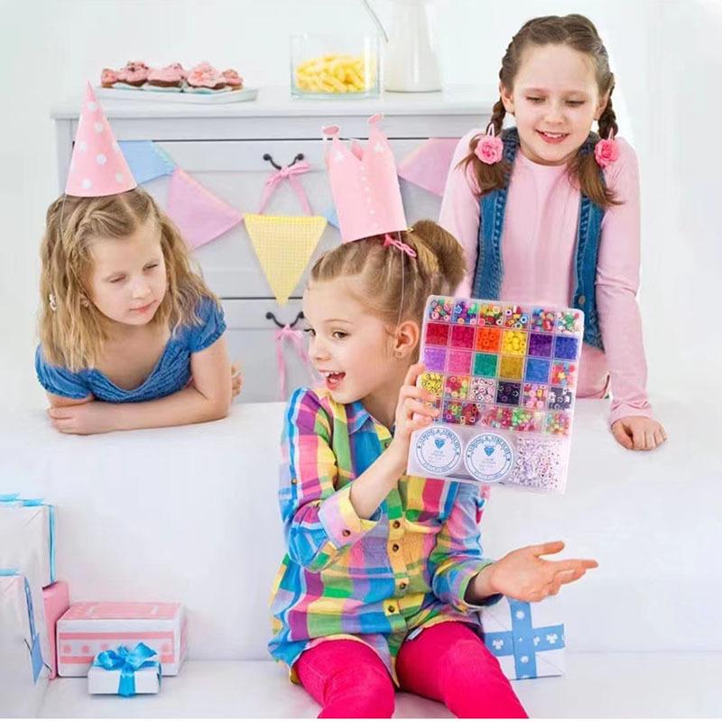 Handmade Barrel Beads DIY Kit: Complete Set for Bracelet Jewelry Making with Pony Beads