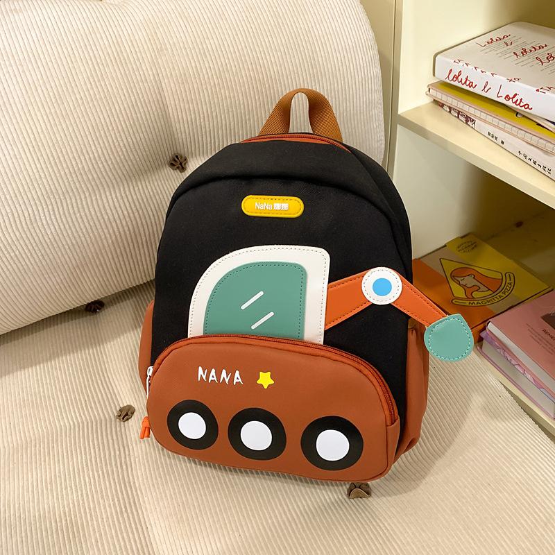 

New children s backpack, kindergarten baby burden reduction schoolbag, boys and girls cartoon car, outdoor leisure bag, backpack. чорний