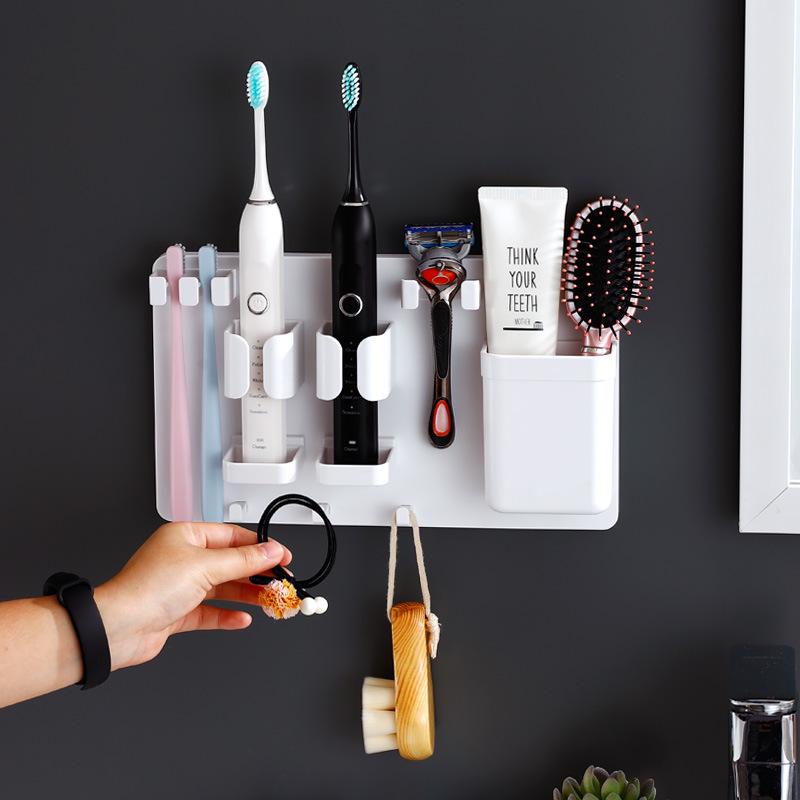 Punch-Free Wall-Mounted Bathroom Toothbrush & Toothpaste Holder Set