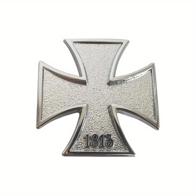 2 pièces Croix Métal Chromé Allemagne 1813 Malte Vertu Symbole Médaille Croix Emblème Moto Voiture Style Badge Autocollants Décalcomanie Auto Pat
