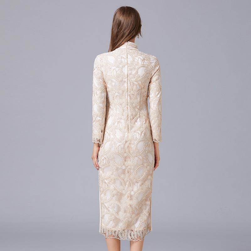 TAOYIZHUAI Damen Retro Spitzenstickerei Cheongsam Kleid - Frühling/Herbst Übergrößen Kollektion