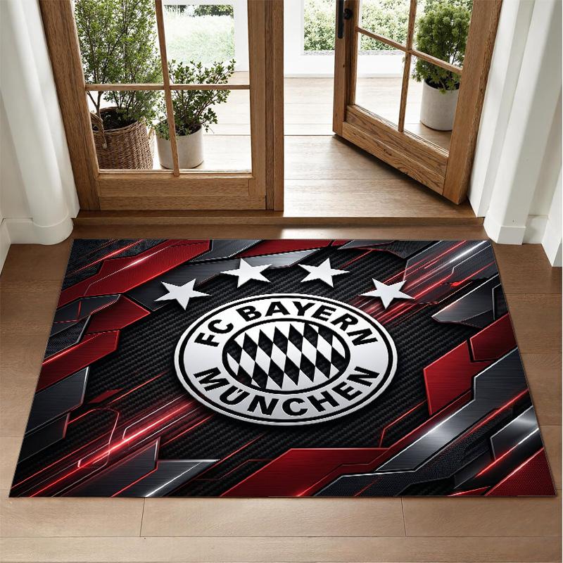 Bayern Munich Design Crystal Velvet Rug Soft Decorative Mat for Bedroom Entrance