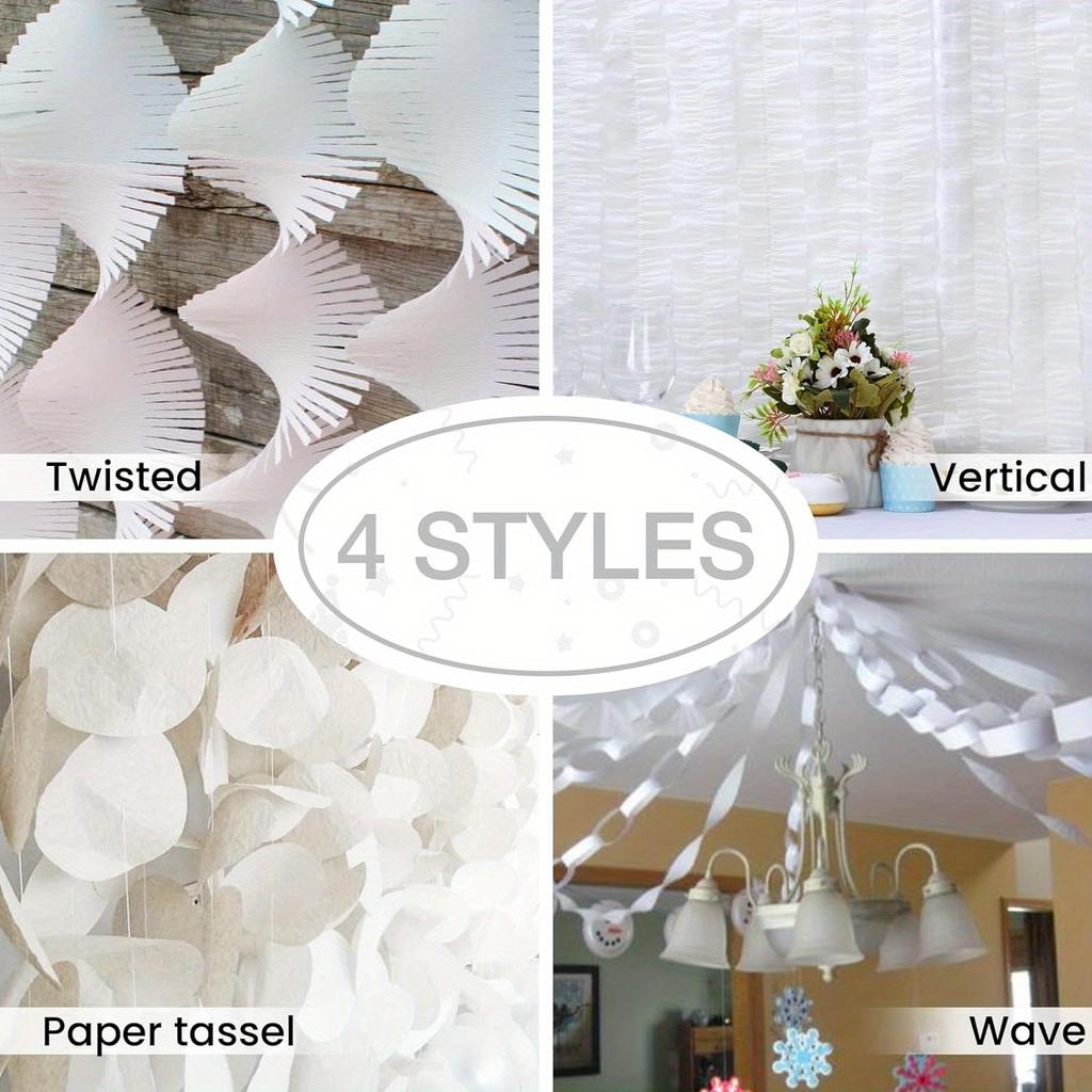 4 Rolls 328ft Crepe Paper Streamers Perl White Streamers Decorations, Crepe Paper for Birthday, Party, Wedding Decorations