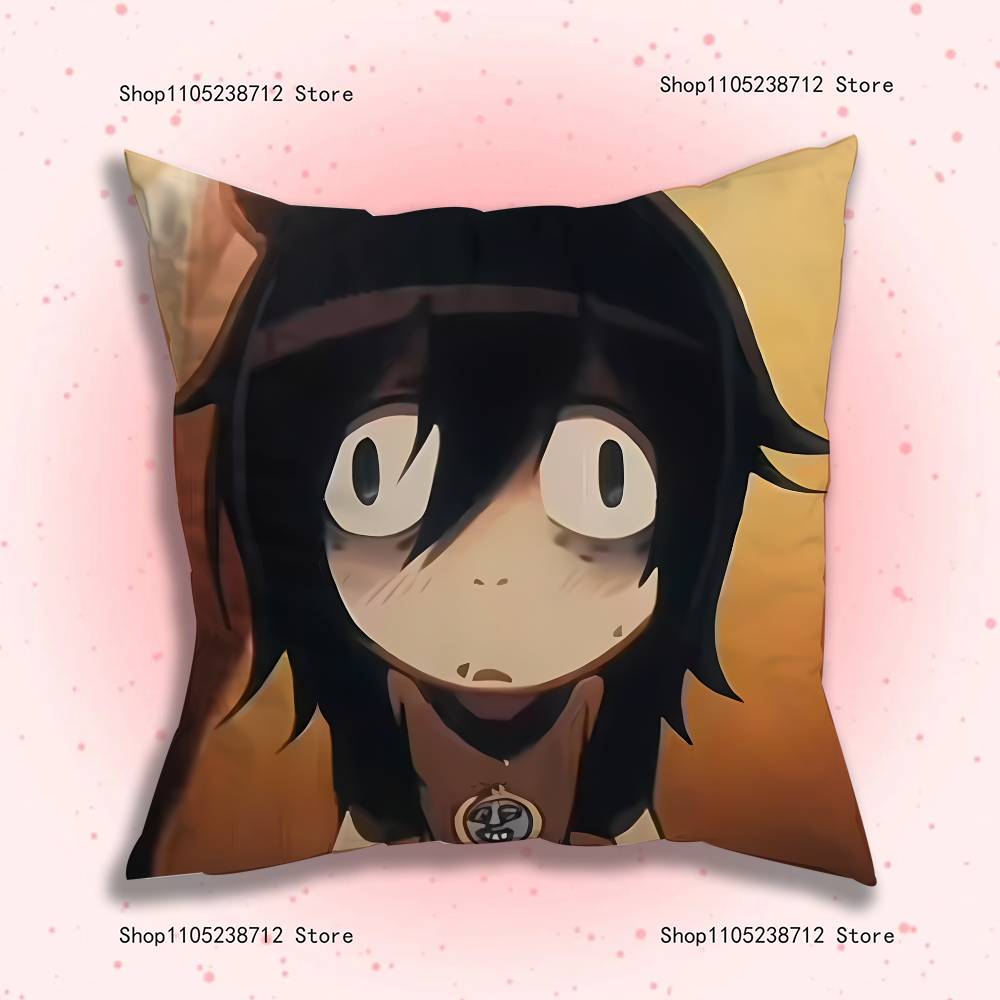 W-Watamote Томоко Куроки Аниме Наволочка Наволочка против пылевых клещей Невидимая молния Шелковистый короткий плюш Чехол на диванную подушку 12x12Inch