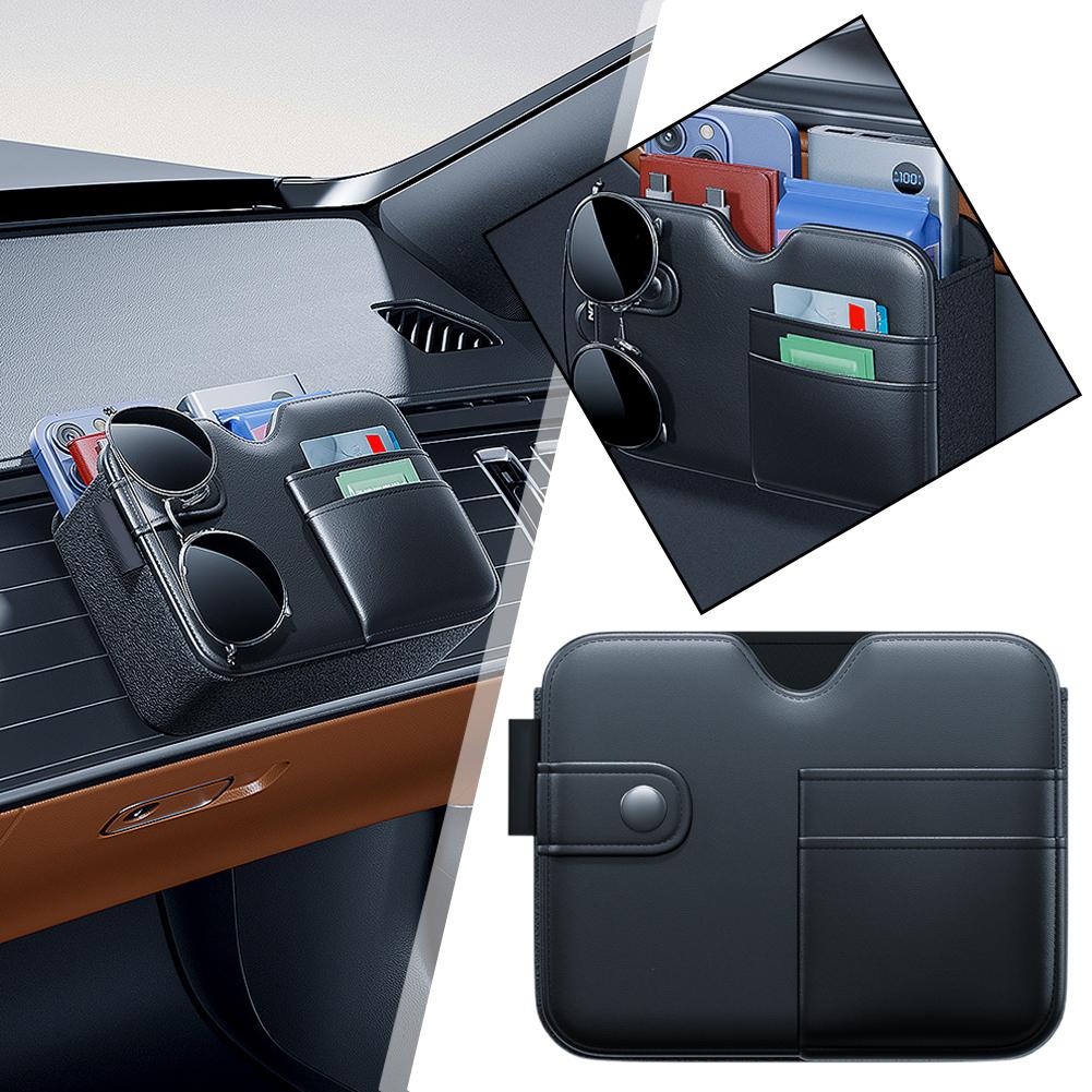 Car Storage Box Leather Interior Multi-Functional Hanging Pouch Sunglasses Car Holder Interior Storage Storage B3B1