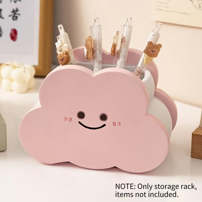 

Cute Smiling Face Resin Makeup Brush Holder Lipstick Stand Cosmetic Tool Organizer Kawai Desk Pen Holder Stationery Storage Rack