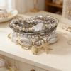 Summer Beach Bracelet for Women Faux Pearl Seashell Starfish Boho Layered Beaded Bracelets Handmade Stretch