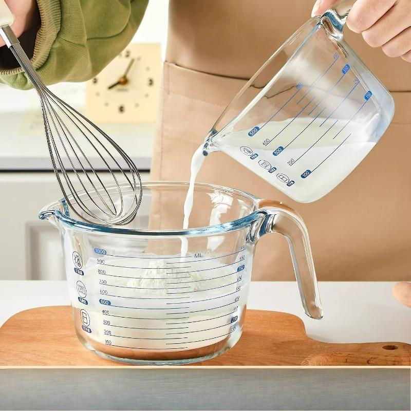 Baking Glass Measuring Cup with Scale, Food Grade High Temperature Resistant Egg Beating Cup for Kitchen