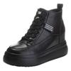 New Women's Inner Height Increase Leather Popular Versatile Non-slip Breathable Horse West Boots Women's Platform Casual High-top Shoes