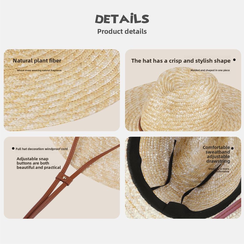 Summer Wide Brim Jazz Natural Straw Hat for Women Men Sun Protection Panama Outdoor Beach Garden Fish Hat
