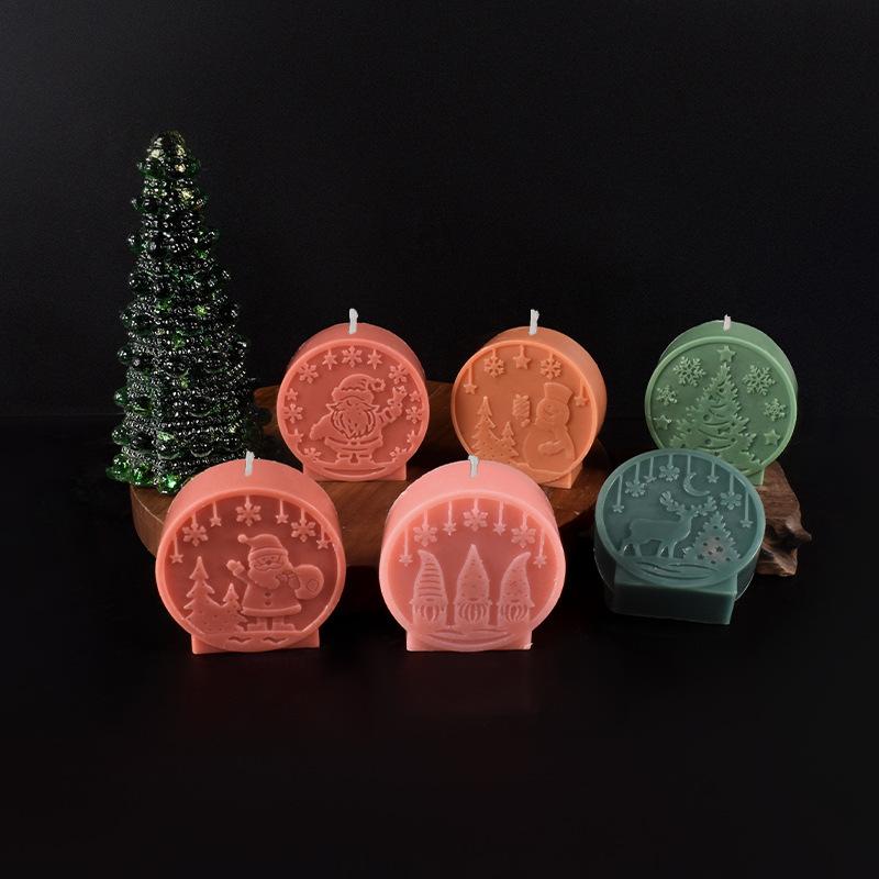 New Christmas Crystal Ball Candle Silicone Mold Handmade Christmas Tree Snowman Elk Fragrance Ornaments Aroma Plaster Molds Gift