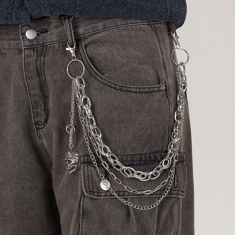 Personalized Punk Pendant Pants Chain For Women Men Fashion Metal Geometric Hollow Jeans Chain Body Jewelry Accessories