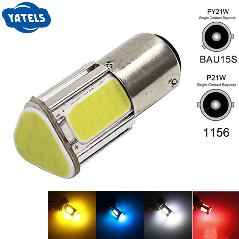 1 Pcs P21w Bay15d Ba15s P21 5W 1156 Led COB 12v Car Brake 1 Pcs Car Light 1156 12V Cob + Led Car Reversing Tail Light