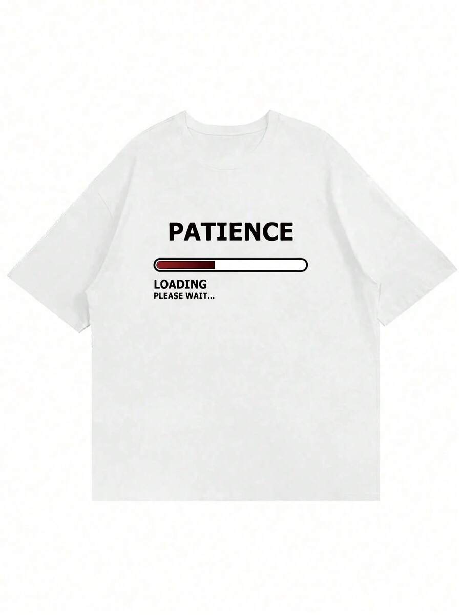 

PATIENCE LOADING Graphic Unisex s T-Shirt, Short-Sleeved Crew Neck Casual Top S