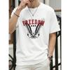 Freedom Eagle Vintage Print Mens T Shirts Casual Hip Hop Tops Cotton Short Sleeve Loose Summer Clothes Fashion T-Shirt