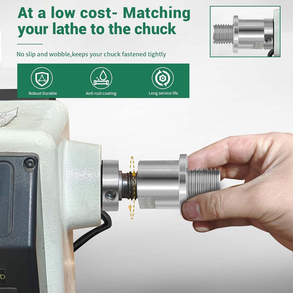 Lathe Headstock Spindle Adapter Compact Woodworking Lathe Headstock Spindle Adapter Sturdy 1inx8TPI Male Thread for Faceplates