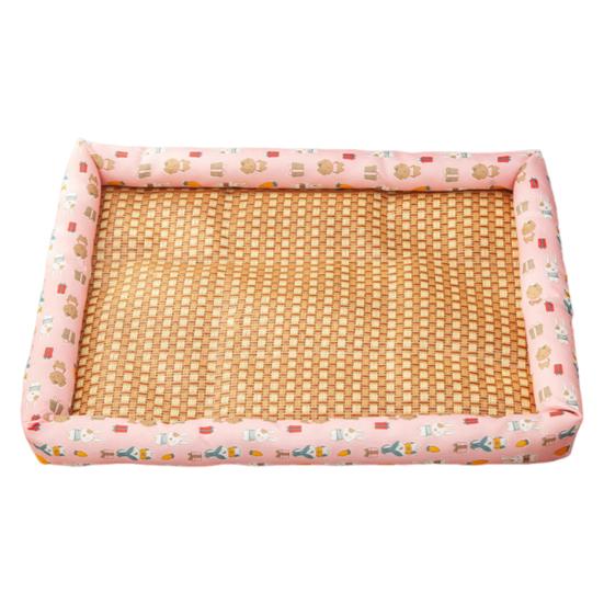 Pet Cooling Mat Summer Cooling Dog Bed Mat Washable Cooling Rattan Mat with Raised Edge Non-slip Bottom for Cats And Dogs