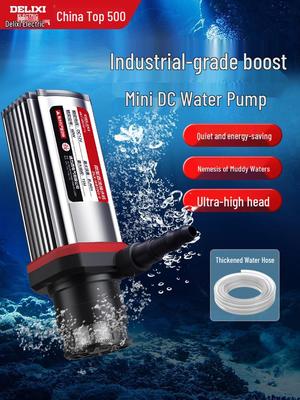 Delixi 12V Micro Water Pump for Fish Tanks, Slotting & Drilling; Self-Priming & Submersible