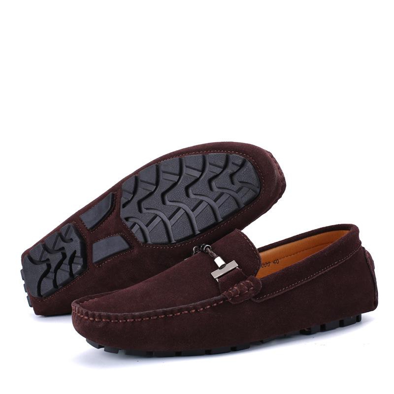 Men's Large Slip-on Cowhide Loafers - Lightweight Matte Leather Office Shoes