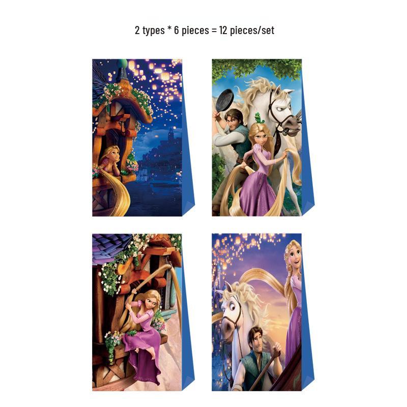 Rapunzel Birthday Party Candy and Gift Bags - Kraft Paper Supplies