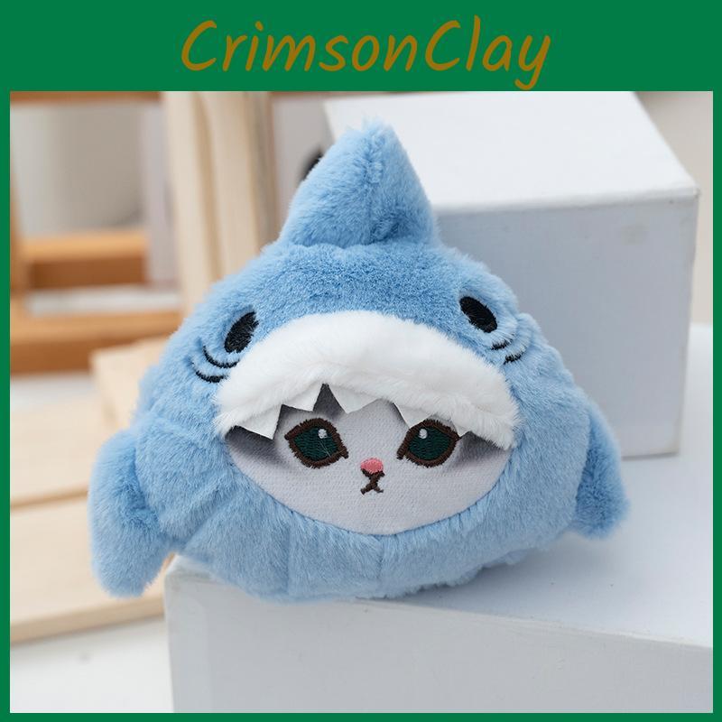 Cute Blue Shark Stuffed Keychain Soft Pp Cotton Fill Plush Toy For Kids Gift