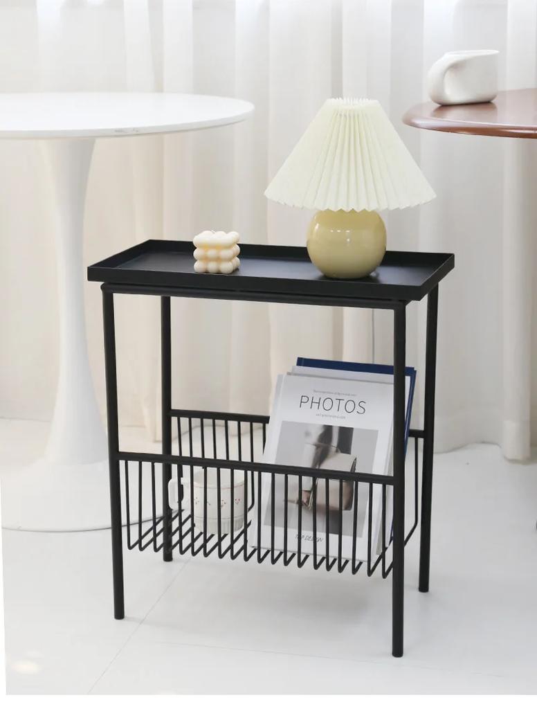 Wrought Iron Corner Table - Sofa Side & Bedside Storage Rack, Nordic Style Small Coffee Table for Home & Office