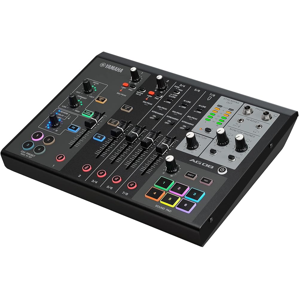 YAMAHA YAMAHA Live Streaming Mixer Live Streaming 8 Channel Built-in Voice Changer Black AG08 B