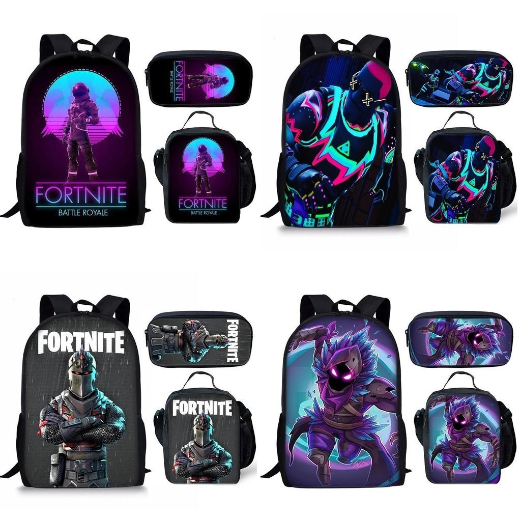 Large Capacity Fortnite Fortress Night Backpack Set Oxford Cloth 20-35l Breathable Waterproof Cartoon Pattern Street Style