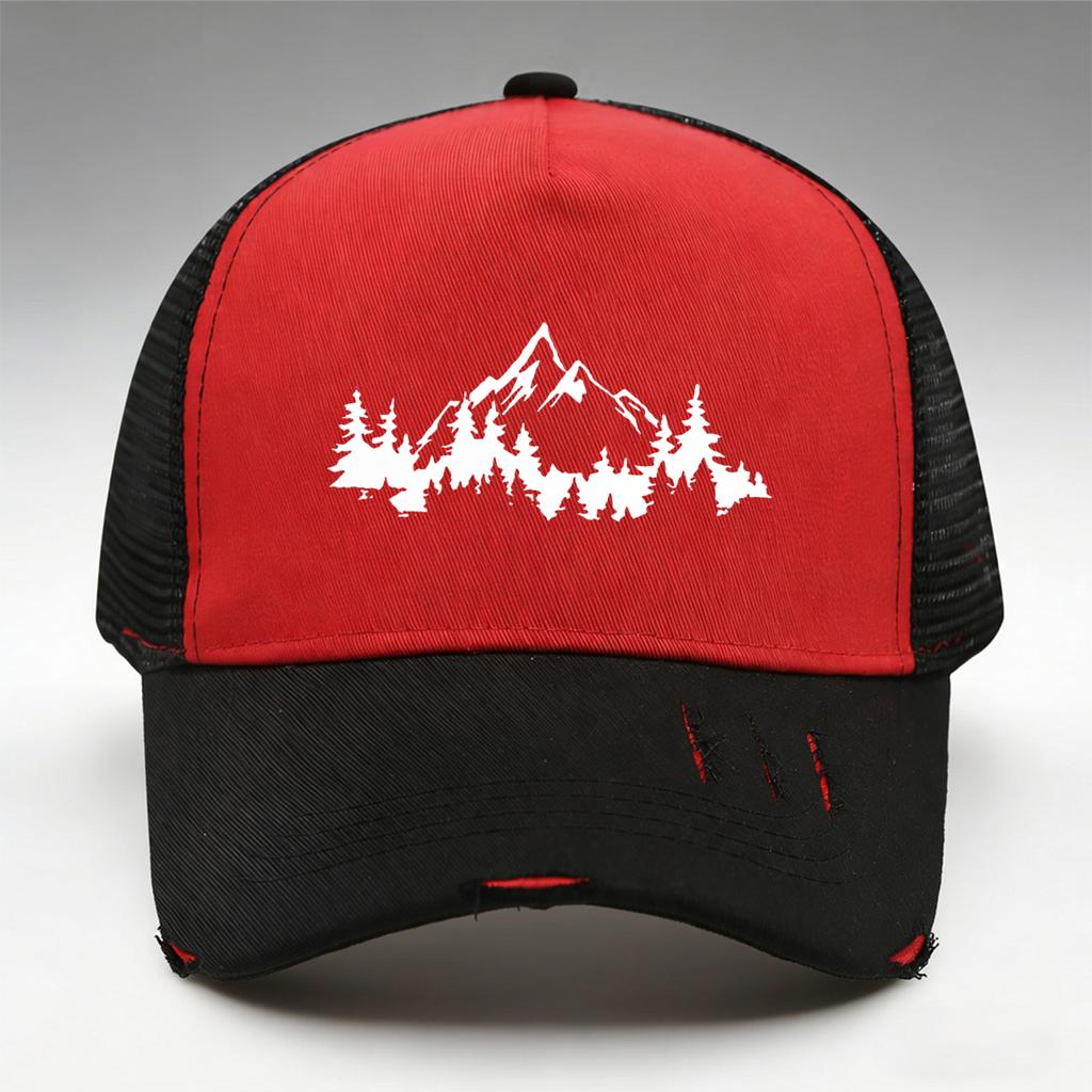 Unisex Adjustable Baseball Cap With 'Mountain' Pattern Print Design, Breathable Mesh Structure And Comfortable Fabric,Sports Hat