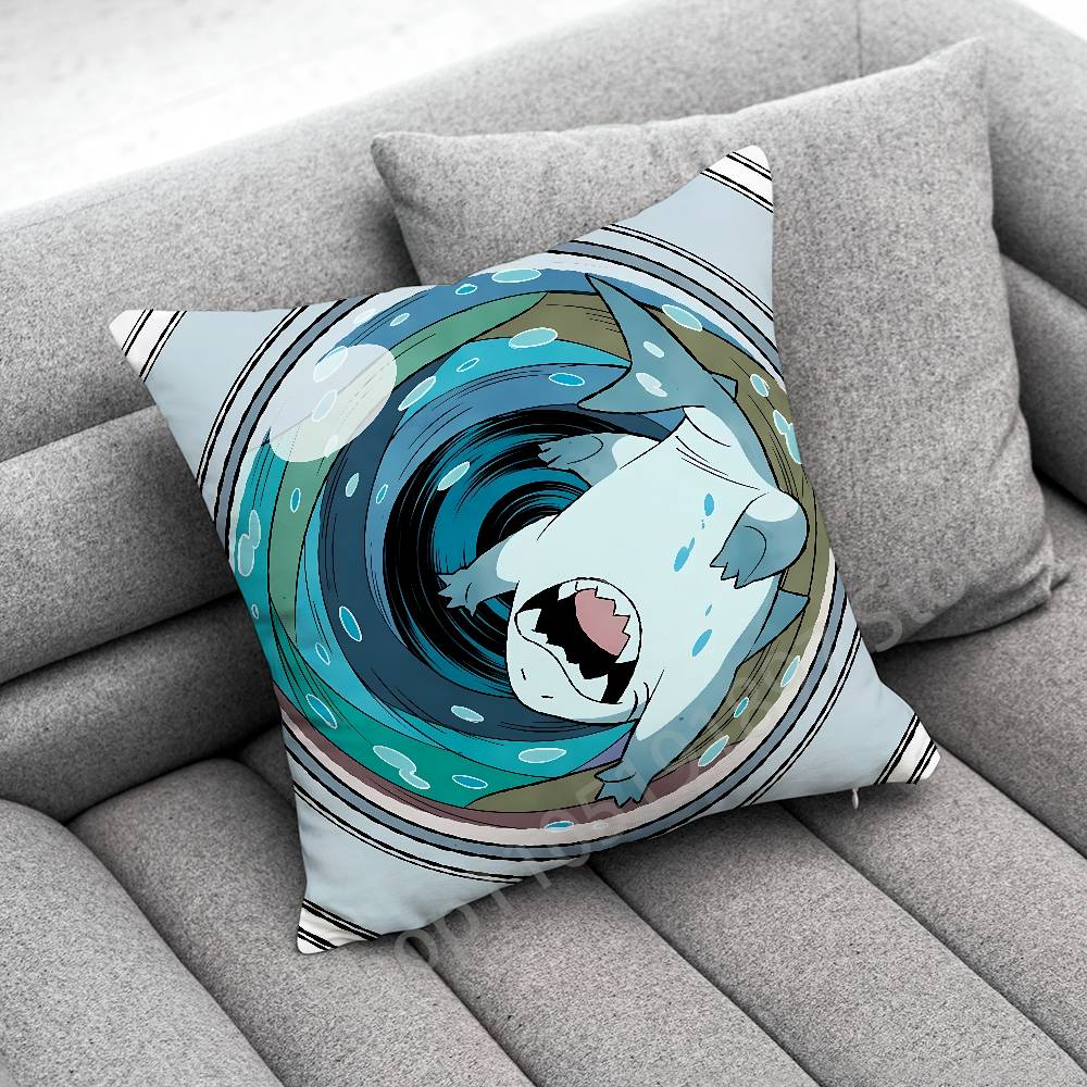 Funny Cartoon Blue Shark Throw Pillow Case For 50cm 40cm 55cm 45*45cm 30cm Square Bedroom Pillowcase Cover