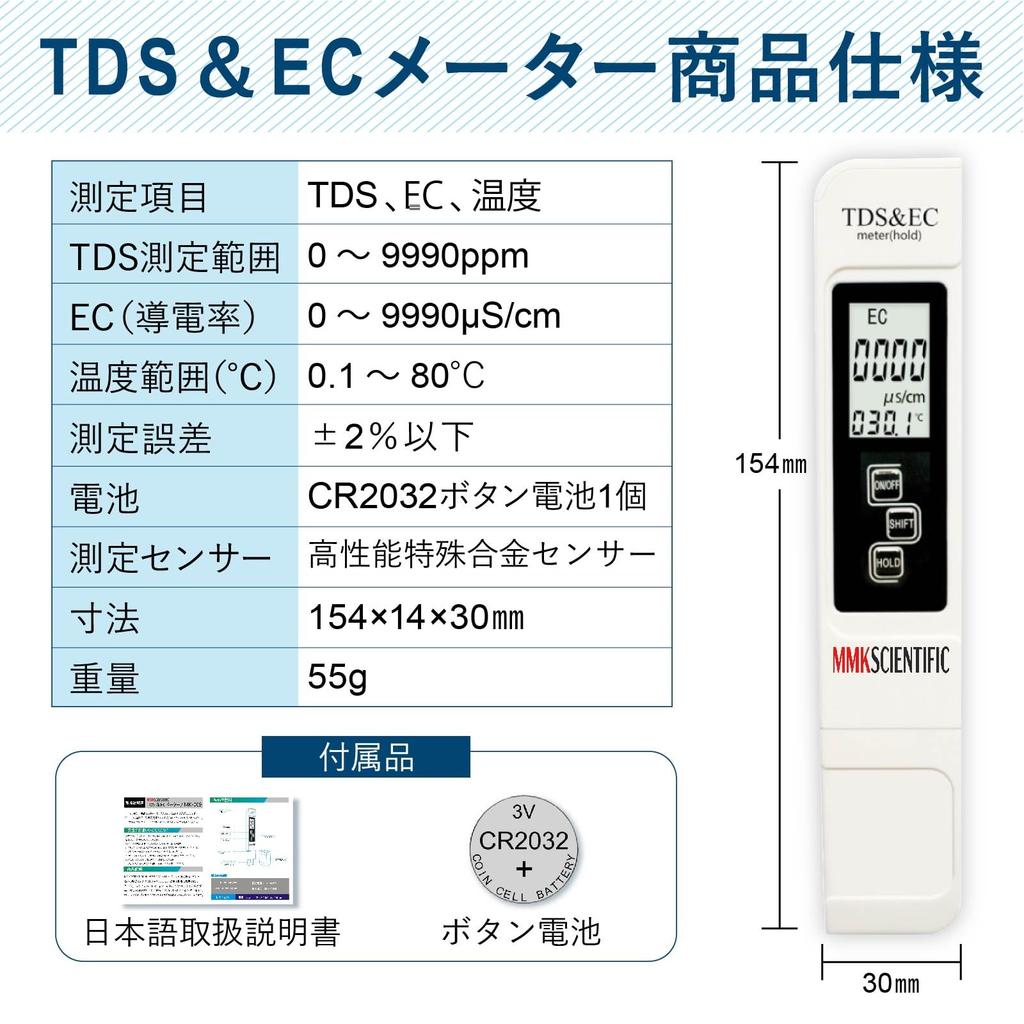 MMK SCIENTIFIC [Reliable Japanese Manufacturer] TDS&EC Meter Water Quality Meter